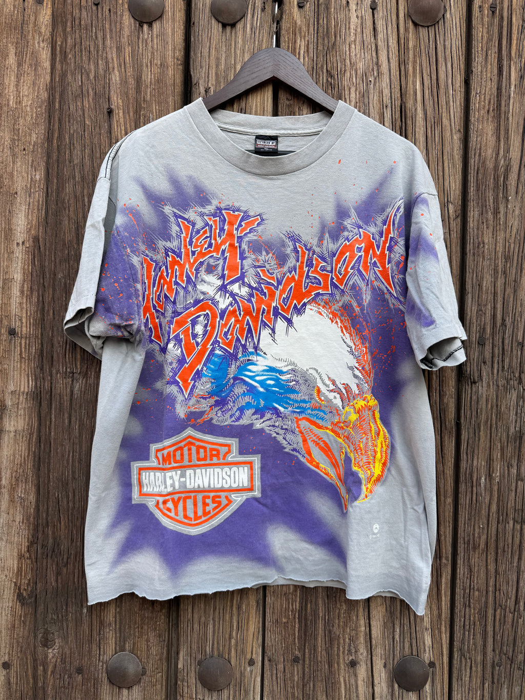 1996 Playera Harley Davidson con Estampado en Mangas