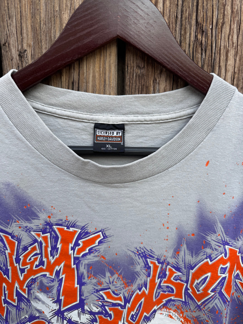 1996 Playera Harley Davidson con Estampado en Mangas