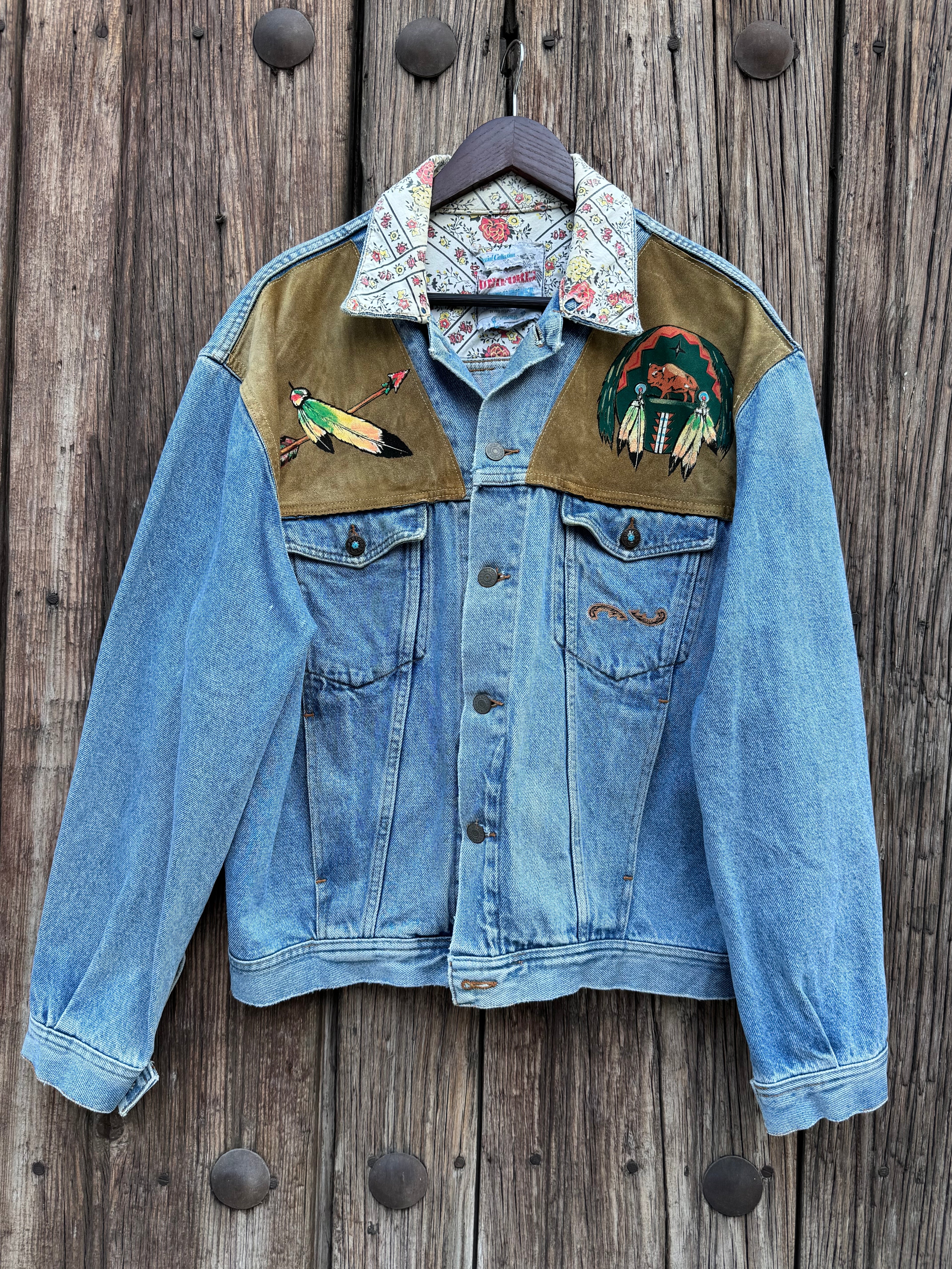 90´s Chamarra de Mezclilla estilo Nativo Americano