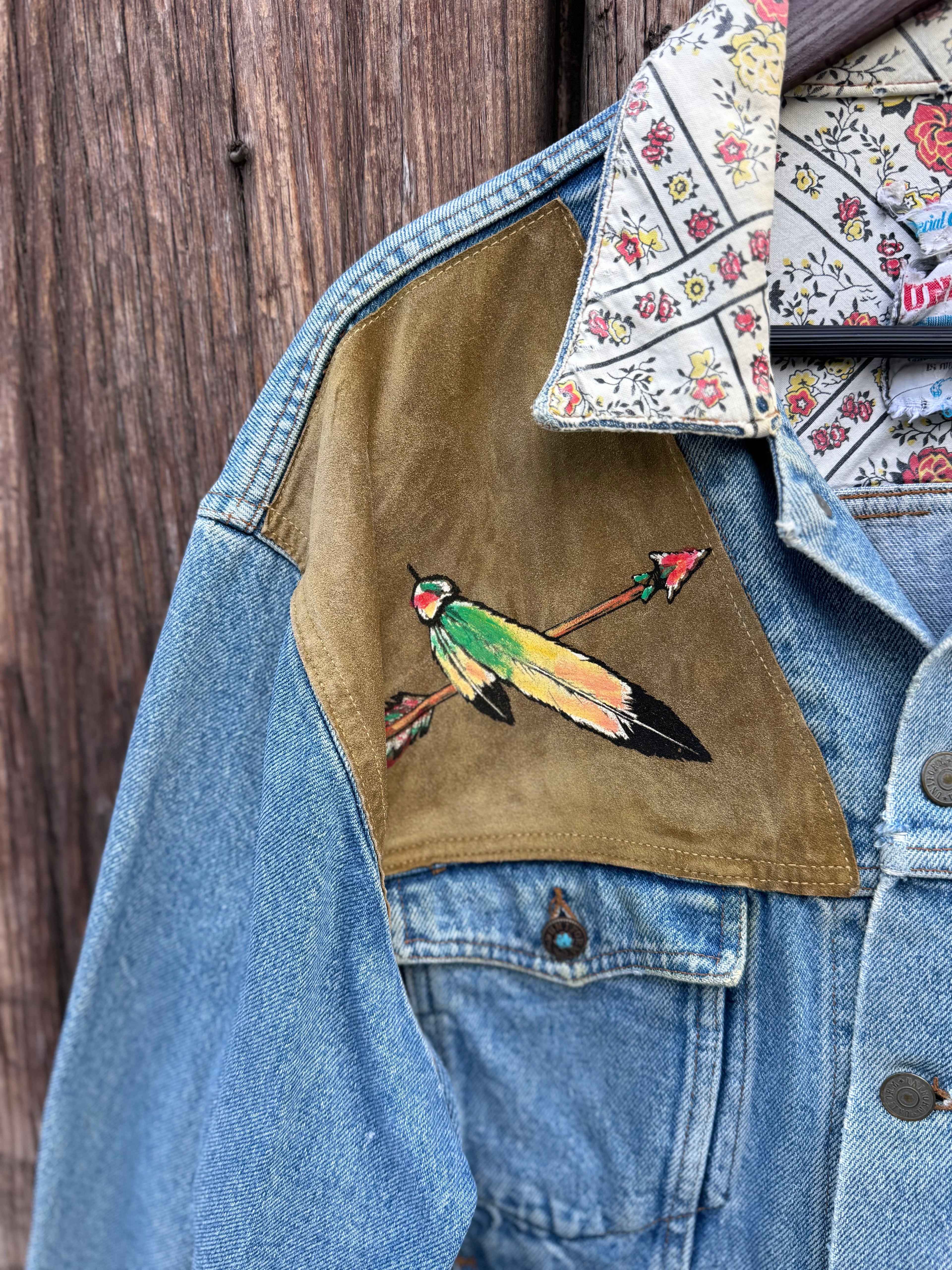 90´s Chamarra de Mezclilla estilo Nativo Americano