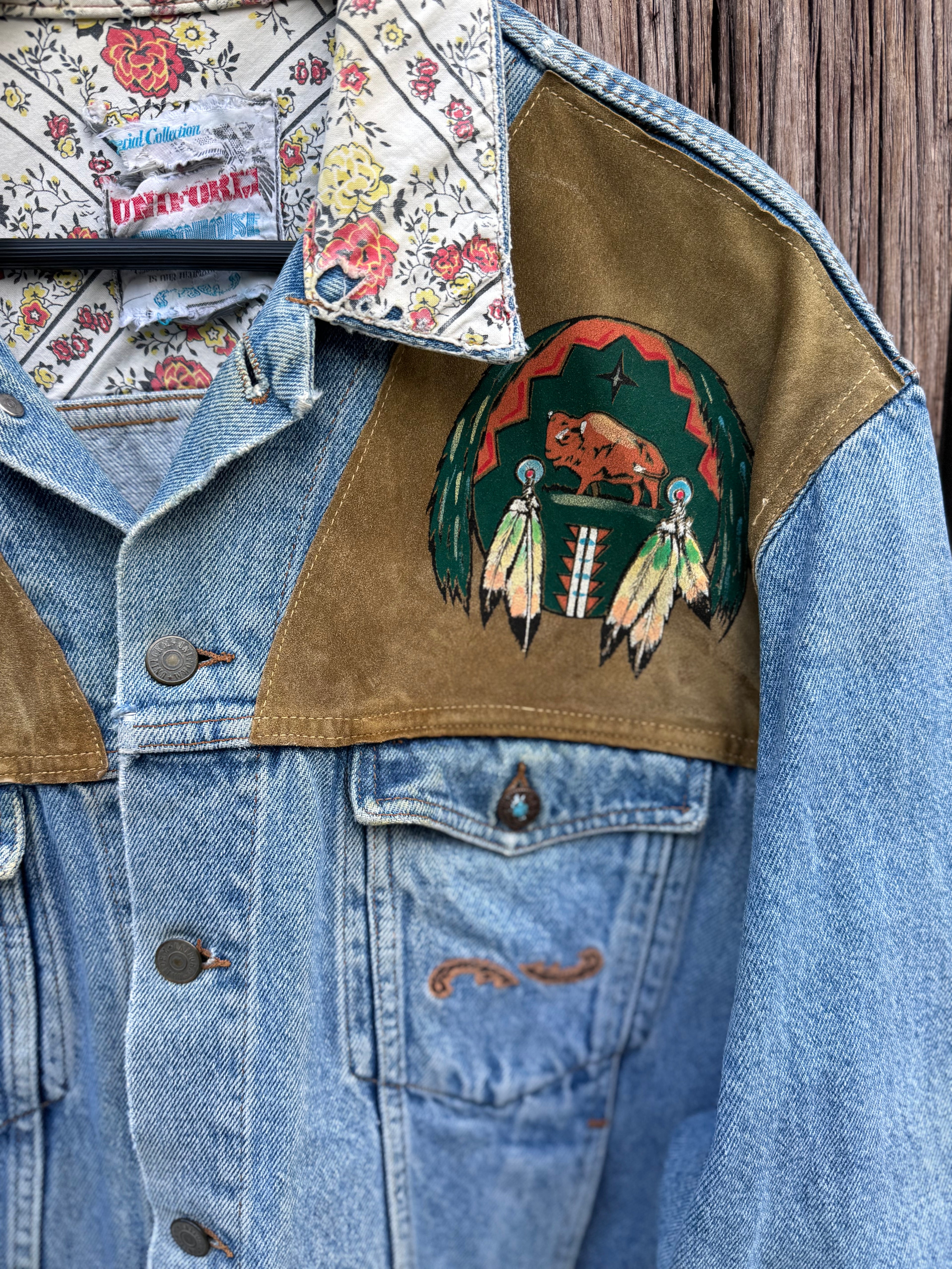 90´s Chamarra de Mezclilla estilo Nativo Americano