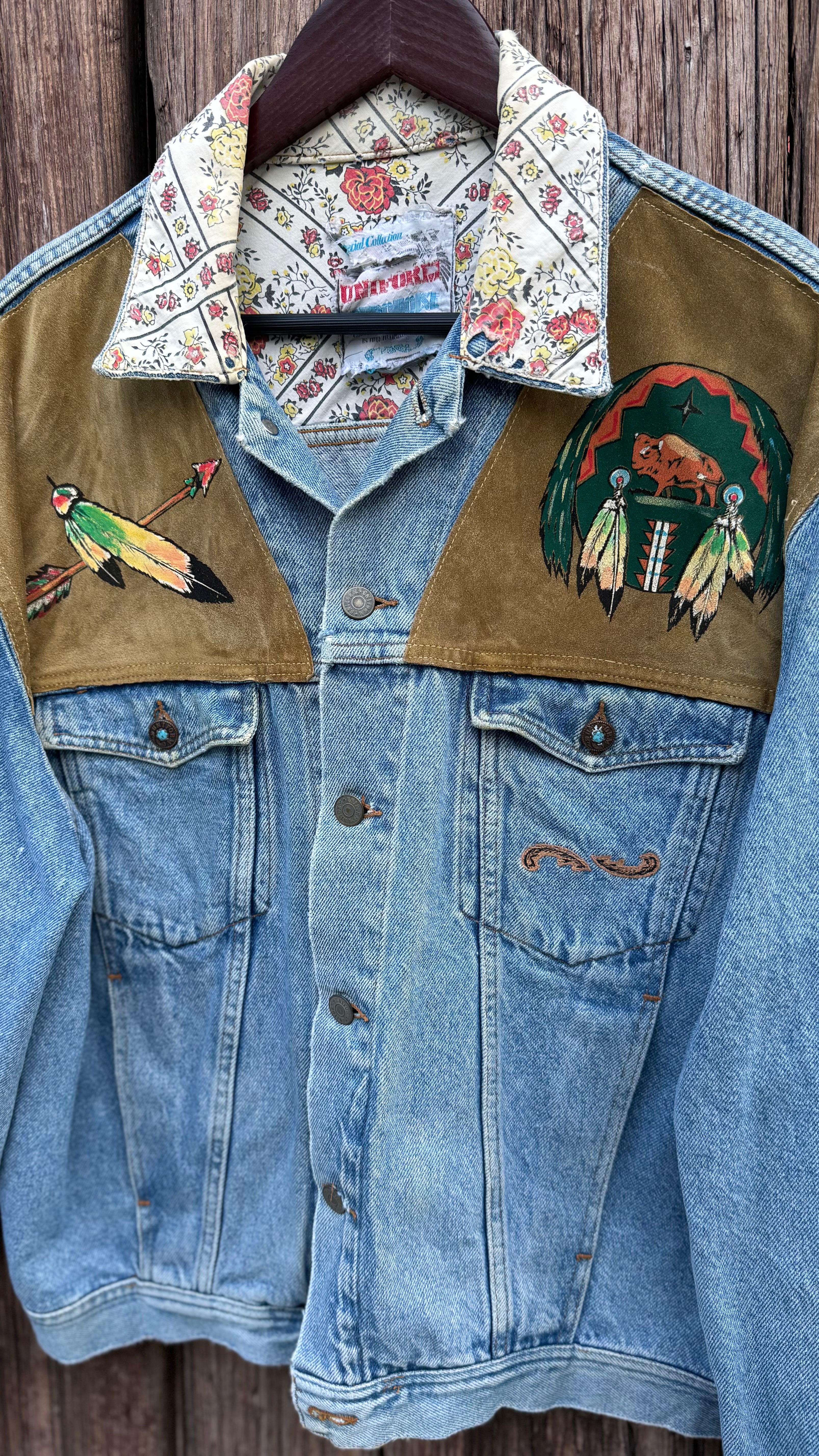 90´s Chamarra de Mezclilla estilo Nativo Americano