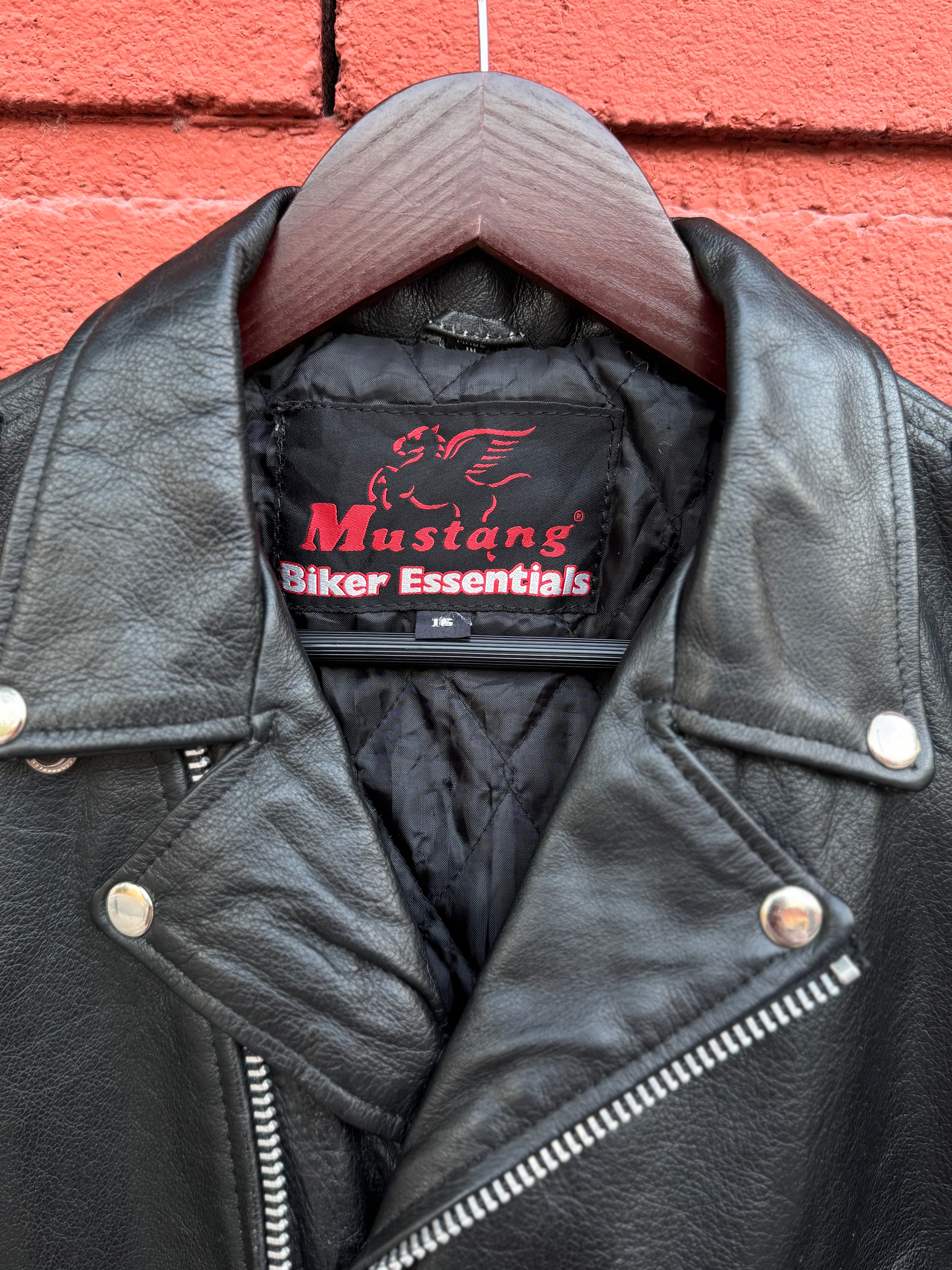 90´s Chamarra Biker de Piel Mustang